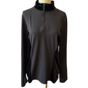 ELIZABETH CROSSLEY 1/4 ZIP TOP VELVET BLD ATHLETIC CASUAL ATHEISURE WEEKEND LG